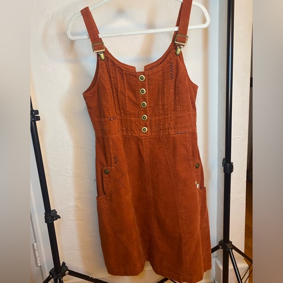 Burnt Orange Corduroy Overall Dress from ModCloth - Picture 2 of 9
